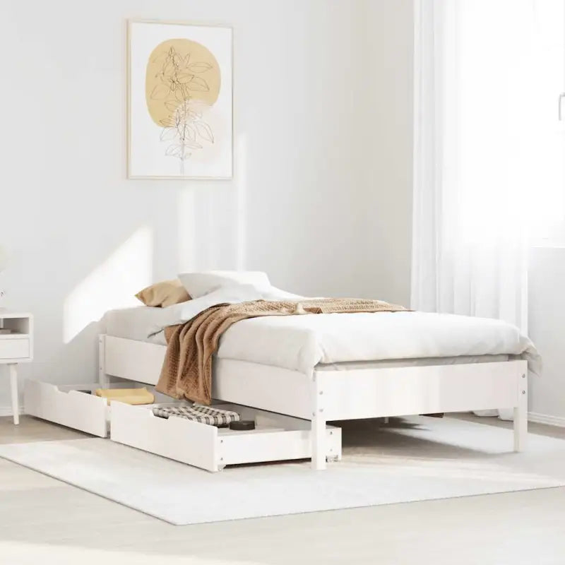 Bedframe van massief grenenhout voor stevige en duurzame slaaprust - Wit / 75 x 190 cm - Bedden & bedframes