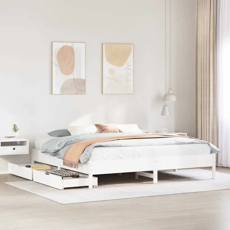 Bedframe van massief grenenhout voor stevige en duurzame slaaprust - Wit / 200 x 200 cm - Bedden & bedframes
