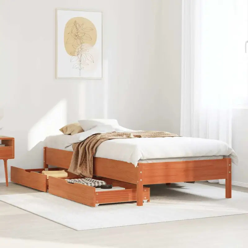 Bedframe van massief grenenhout voor stevige en duurzame slaaprust - Wasbruin / 90 x 200 cm - Bedden & bedframes