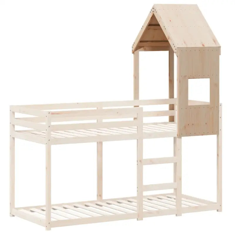 Bedhuisje met open zijdeur van massief grenenhout voor kinderkamers - Accessoires voor bedden