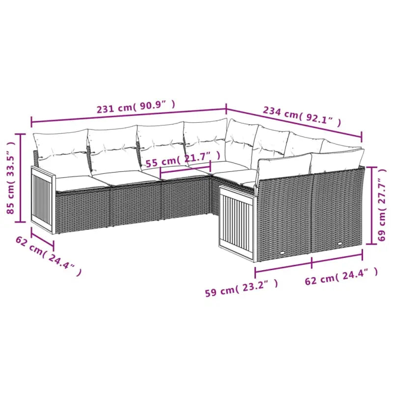 Beige loungeset met gepoedercoat staal en comfortabele afmetingen - Tuinsets