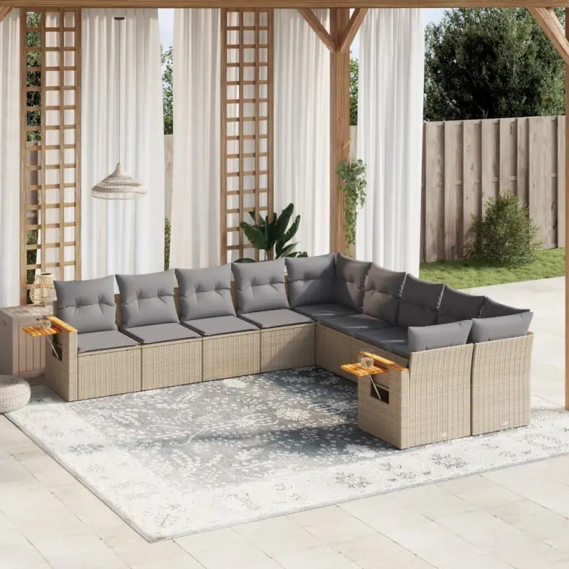 Beige loungeset met gepoedercoat staal en waterdichte tas voor buiten - Beige en grijs / Zonder tafel - Tuinsets