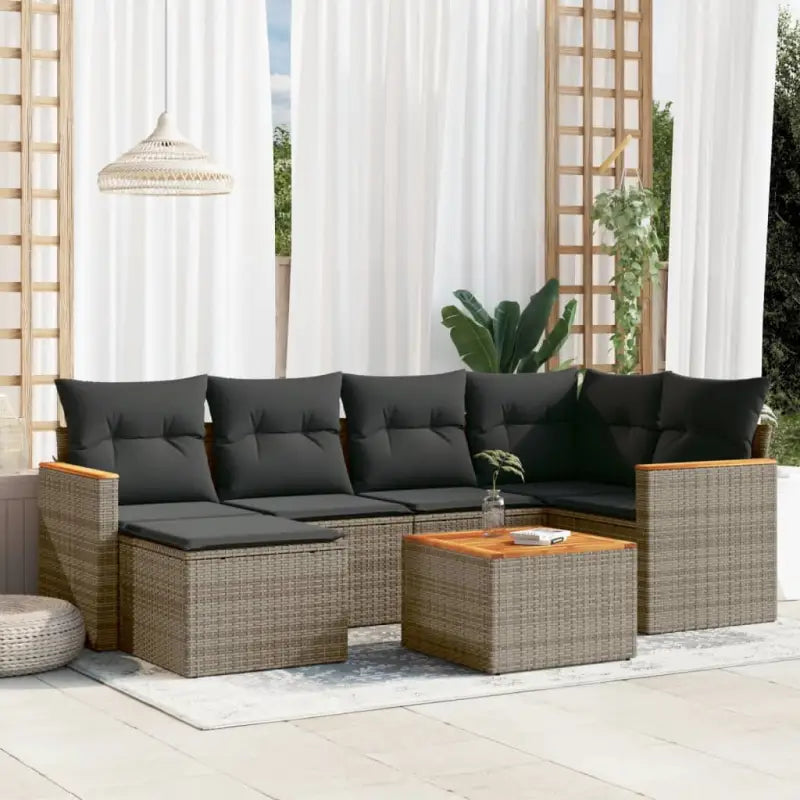 Beige loungeset met gepoedercoat staal voor buitenplezier - Grijs / Met tafel - Tuinsets