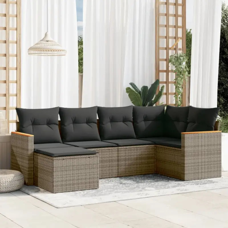Beige loungeset met gepoedercoat staal voor buitenplezier - Grijs / Zonder tafel - Tuinsets