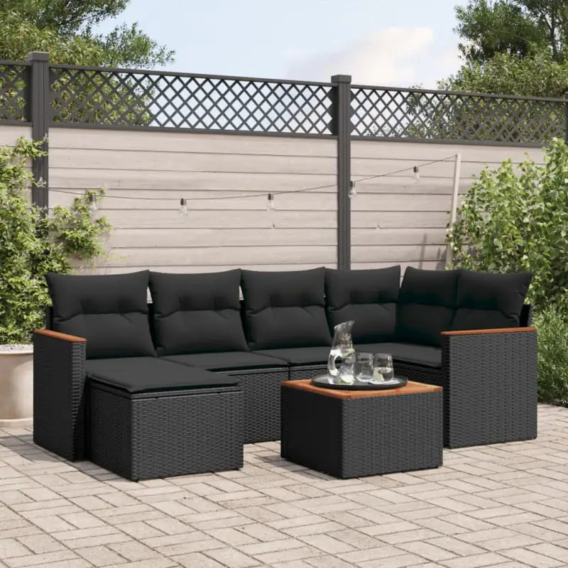 Beige loungeset met gepoedercoat staal voor buitenplezier - Zwart / Met tafel - Tuinsets