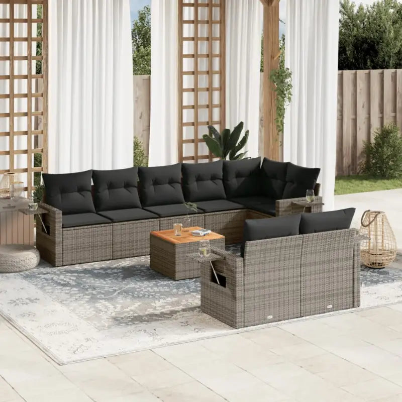 Beige loungeset met waterdichte tas en gepoedercoat staal voor buiten - grijs en donkergrijs / hoek + 3x midden + Tafel