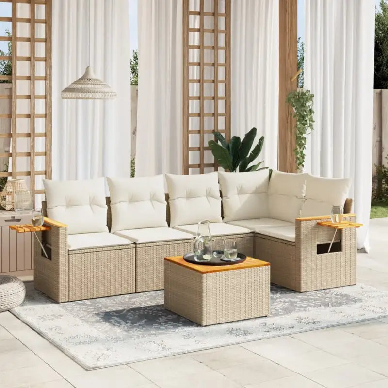 Beige loungeset met waterdichte tas en gepoedercoat staal voor buiten - beige en crèmekleurig / Met tafel - Tuinsets