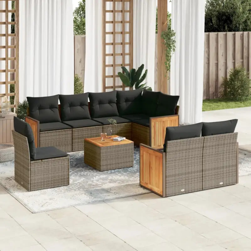 Beige loungeset met waterdichte tas en gepoedercoat staal voor buiten - Grijs / Met tafel - Tuinsets