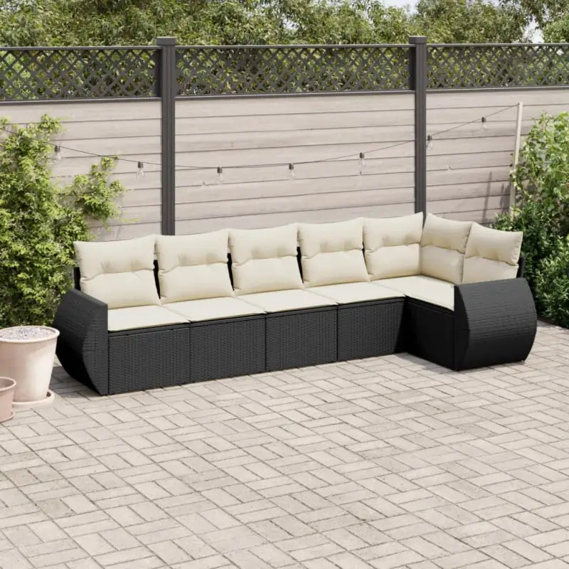 Beige loungeset van gepoedercoat staal met ideale afmetingen voor tuin - Zwart en crème / Met tafel - Tuinsets