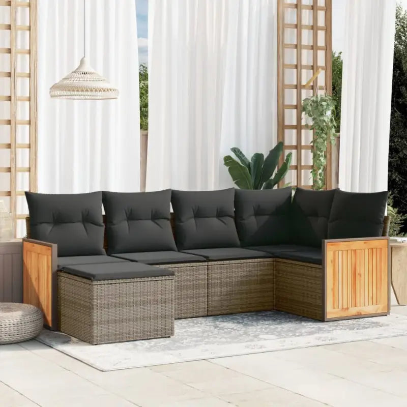 Beige loungeset van gepoedercoat staal met perfecte afmetingen voor tuin of terras - Grijs / Zonder tafel - Tuinsets