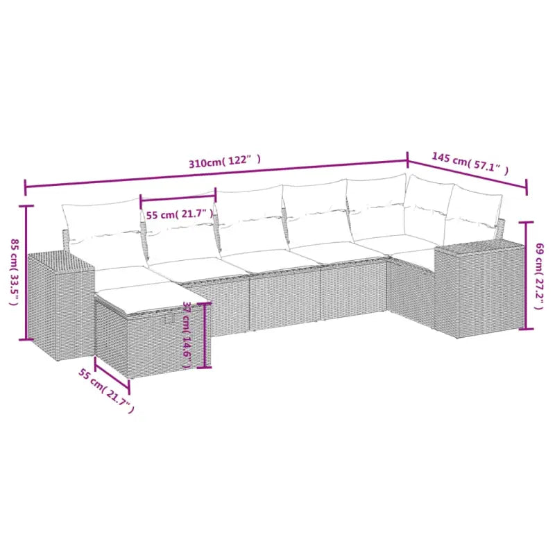Beige loungeset van gepoedercoat staal met perfecte afmetingen voor tuin - Tuinsets
