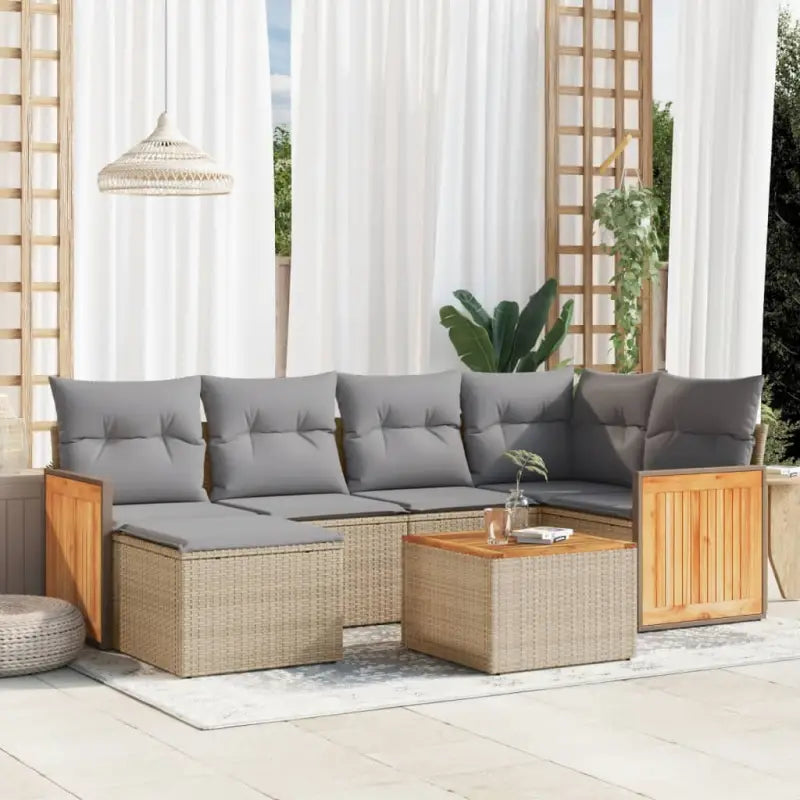Beige loungeset van gepoedercoat staal met perfecte afmetingen voor tuin of terras - Beige en grijs / Met tafel