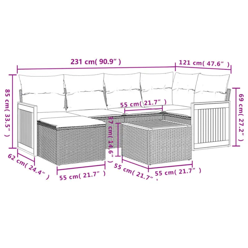 Beige loungeset van gepoedercoat staal met perfecte afmetingen voor tuin of terras - Tuinsets