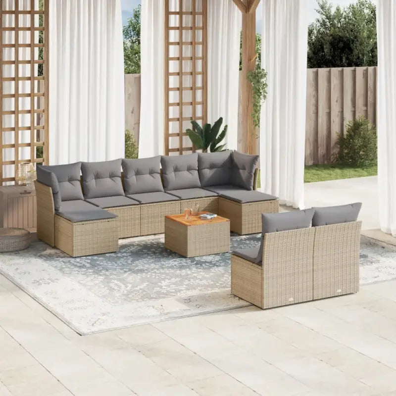 Beige loungeset van gepoedercoat staal met ruime afmetingen voor tuin en terras - Beige en grijs - Tuinsets