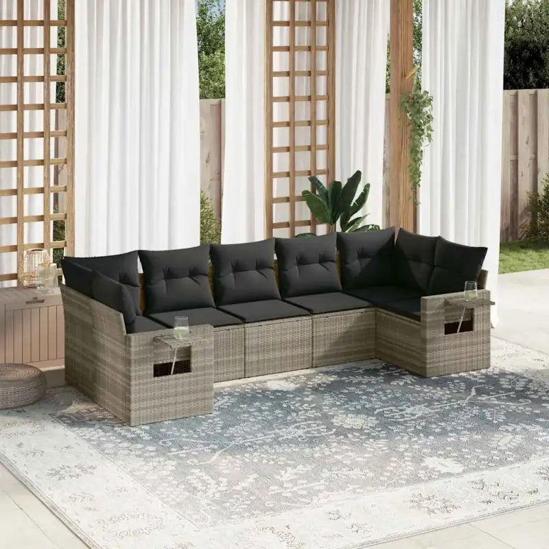 Beige loungeset van gepoedercoat staal met waterdichte tas en afmetingen - Lichtgrijs - Tuinsets