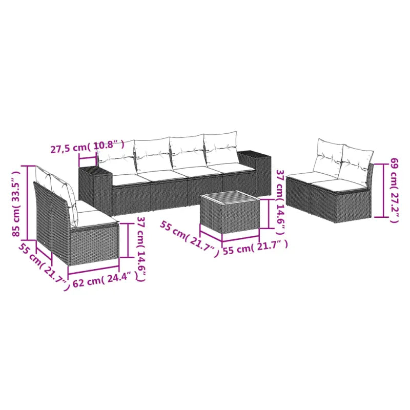 Beige loungeset van gepoedercoat staal voor jouw tuin of terras - Tuinsets