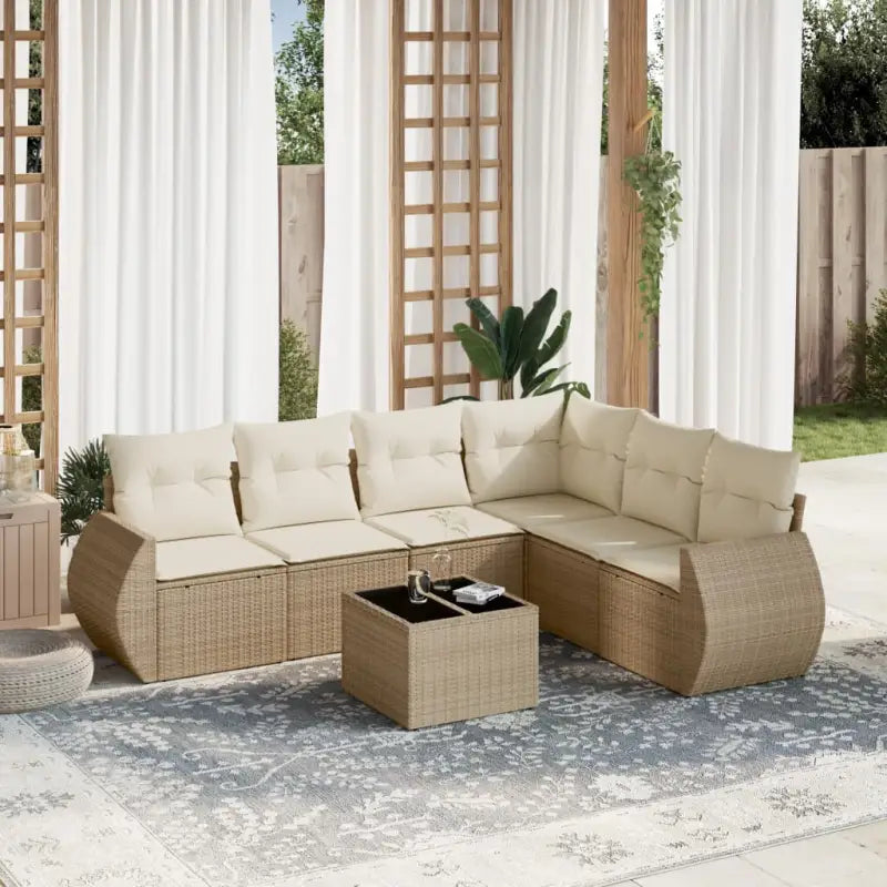 Beige materiaal loungeset met gepoedercoat staal en afmetingen voor tuin - Tuinsets