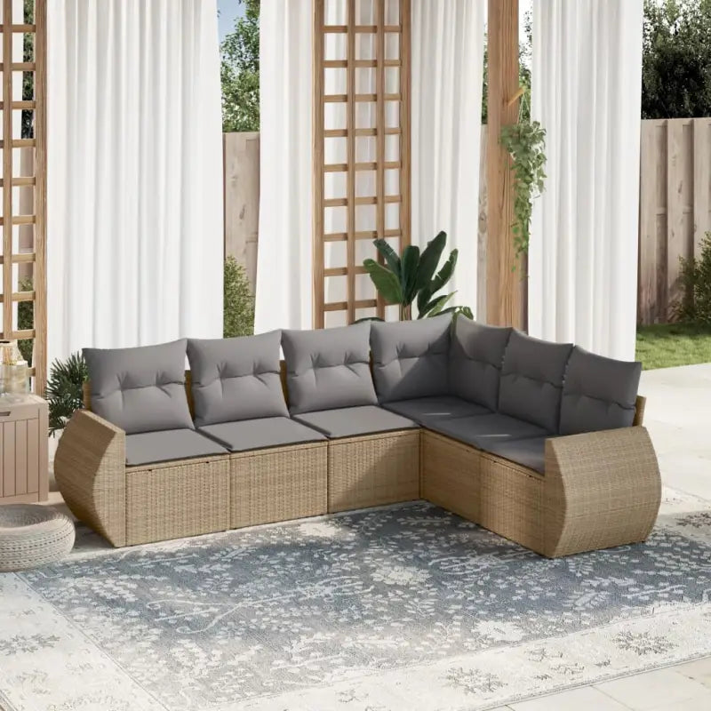 Beige materiaal loungeset met gepoedercoat staal en afmetingen voor tuin - Beige en grijs / Zonder tafel - Tuinsets