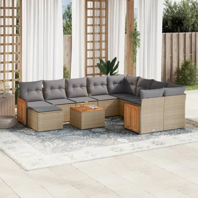 Beige materiaal loungeset met gepoedercoat staal voor tuin of terras - beige en lichtgrijs - Tuinsets