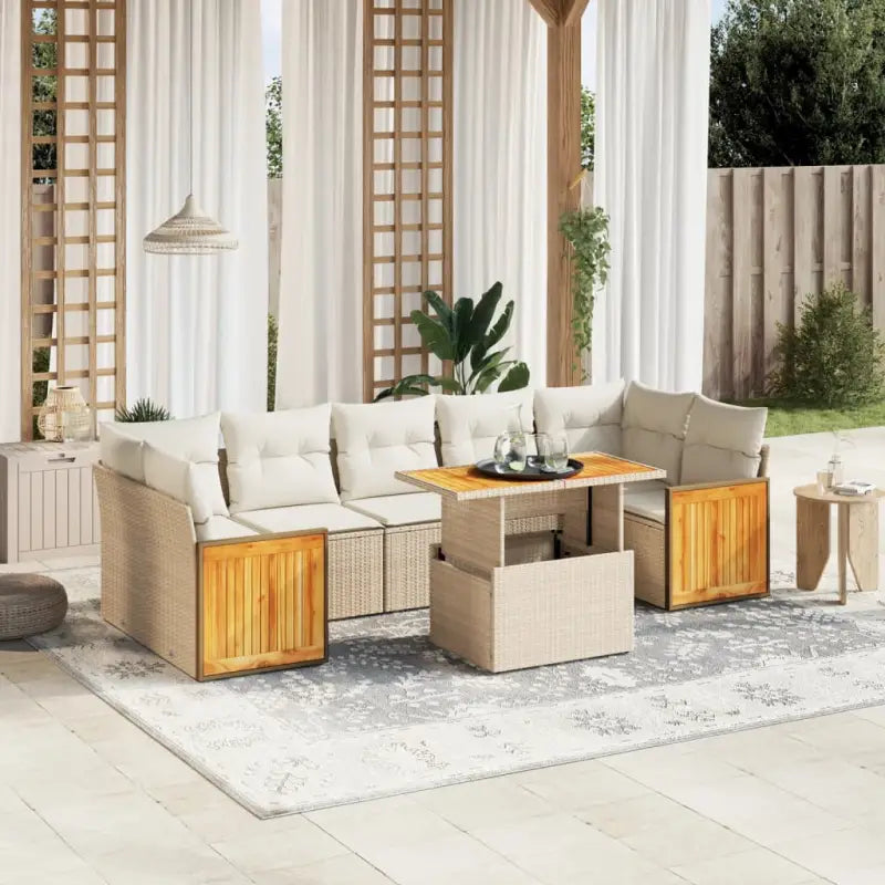 Beige material loungeset met gepoedercoat staal en comfortabele afmetingen - beige en crèmekleurig / zonder