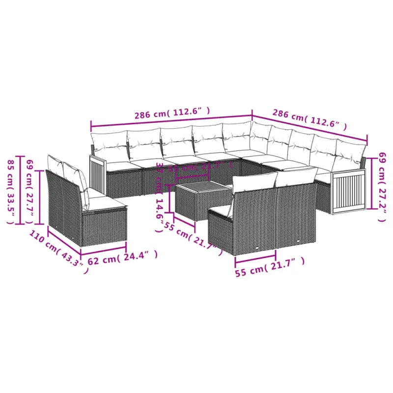 Beige materialen loungeset met gepoedercoat staal en comfortabele afmetingen - Tuinsets