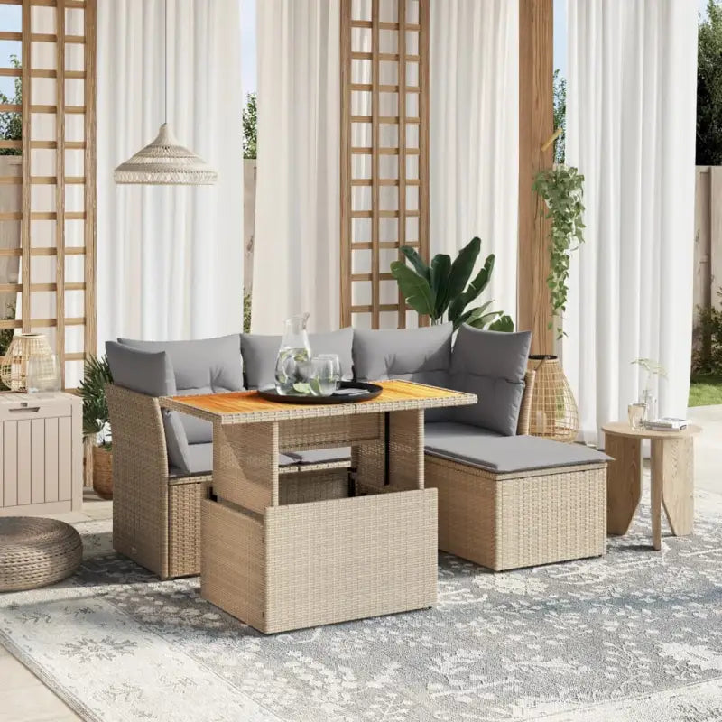 Beige Materialien Loungeset met Gepoedercoat Staal Afmetingen voor Buiten - Tuinsets