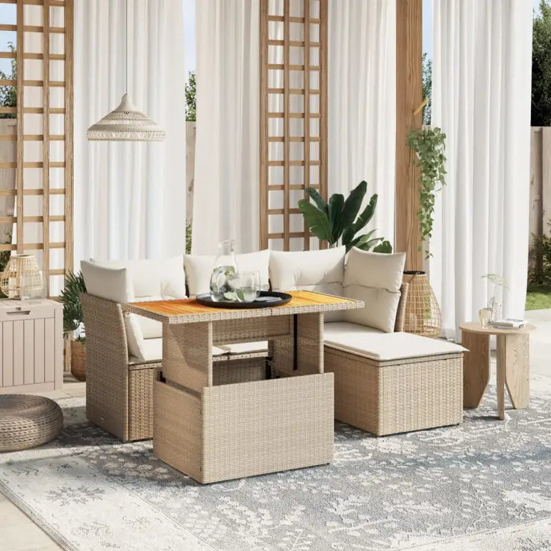 Beige Materialien Loungeset met Gepoedercoat Staal Afmetingen voor Buiten - beige en crèmekleurig / zonder opbergruimte
