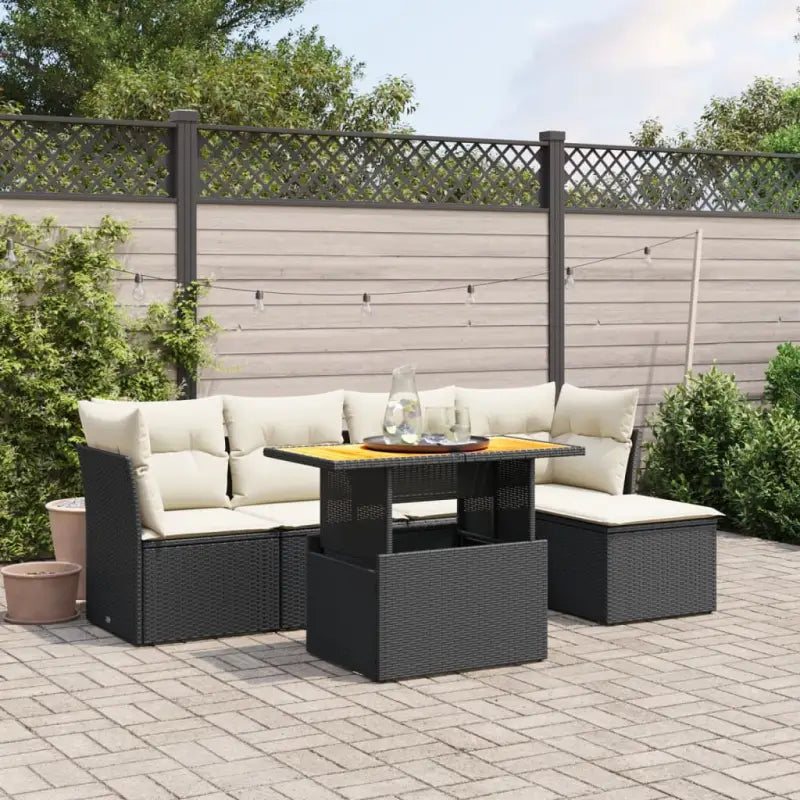 Beige Materialien Loungeset met Gepoedercoat Staal Afmetingen voor Buiten - Zwart en crème / zonder opbergruimte