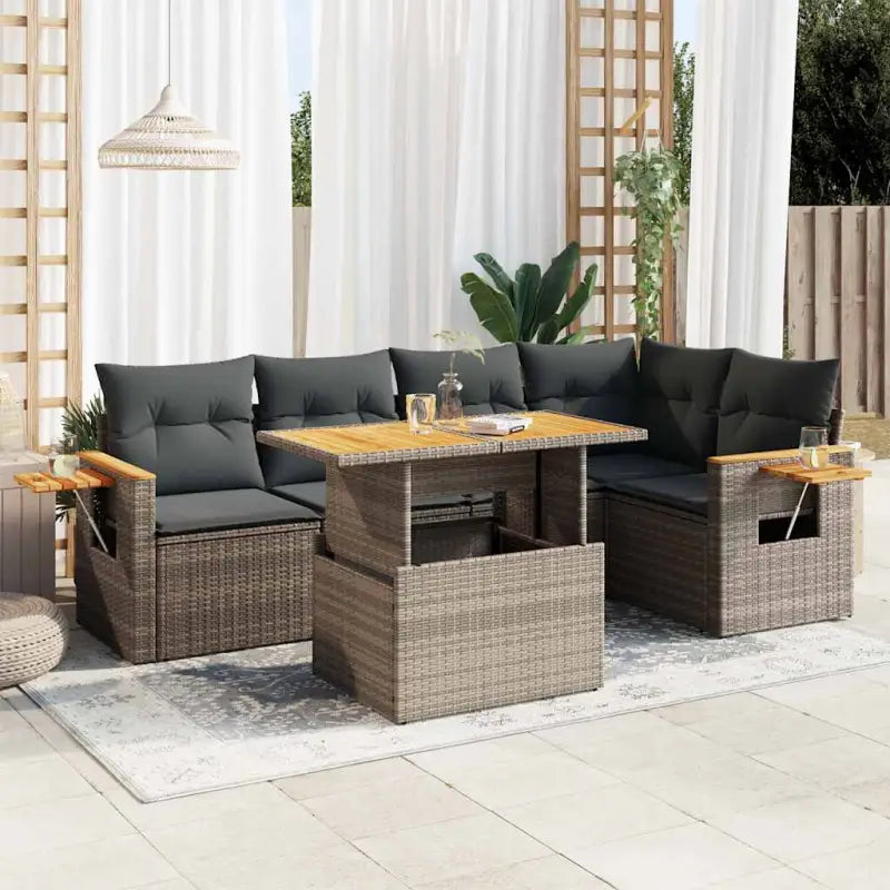 Beige tuin loungeset van gepoedercoat staal met comfortabele afmetingen - Grijs / met opbergruimte - Tuinsets