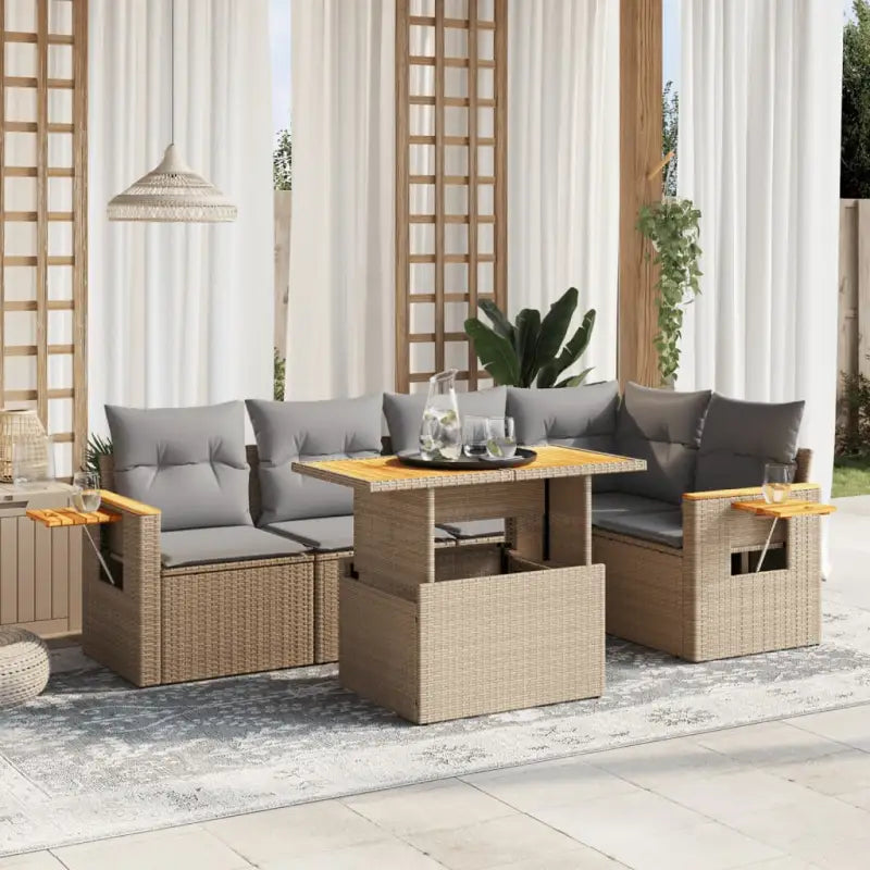 Beige tuin loungeset van gepoedercoat staal met comfortabele afmetingen - Beige en grijs / zonder opbergruimte