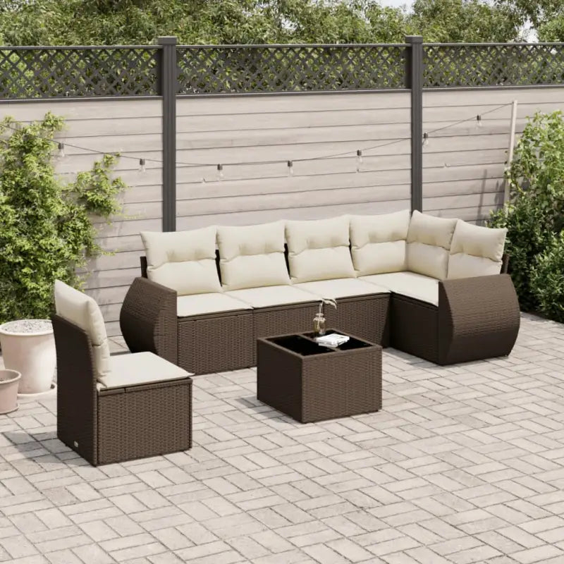 Beige tuinaanzet met waterdichte tas en gepoedercoat staal - Bruin en crème / Met tafel - Tuinsets