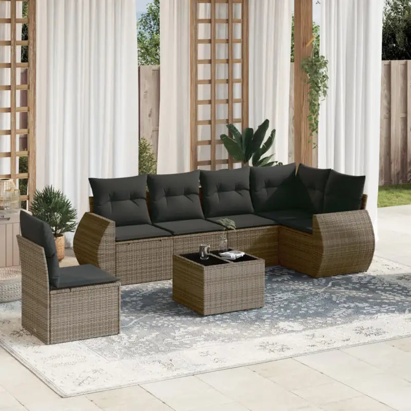 Beige tuinaanzet met waterdichte tas en gepoedercoat staal - Grijs / Met tafel - Tuinsets