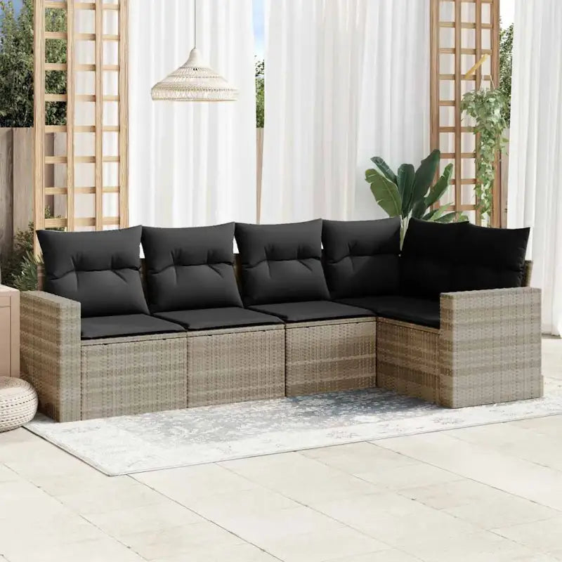 Beige tuinbank van gepoedercoat staal met comfortabele afmetingen - Lichtgrijs / Zonder tafel - Tuinsets
