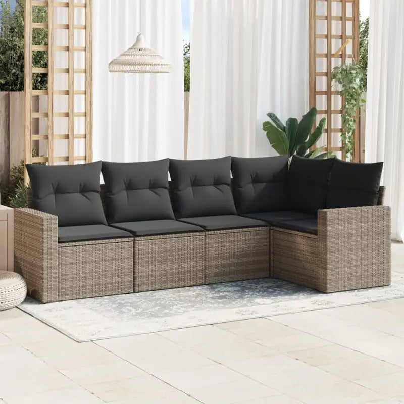 Beige tuinbank van gepoedercoat staal met comfortabele afmetingen - Grijs / Zonder tafel - Tuinsets