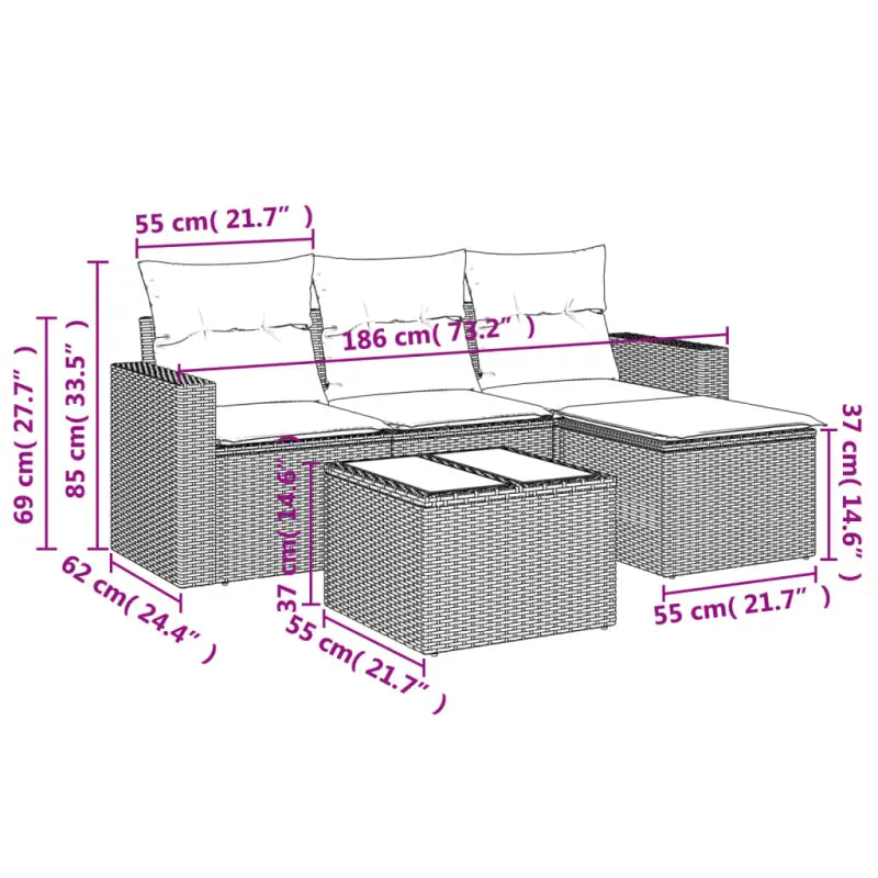 Beige tuinbank van gepoedercoat staal voor terras en achtertuin - Tuinsets