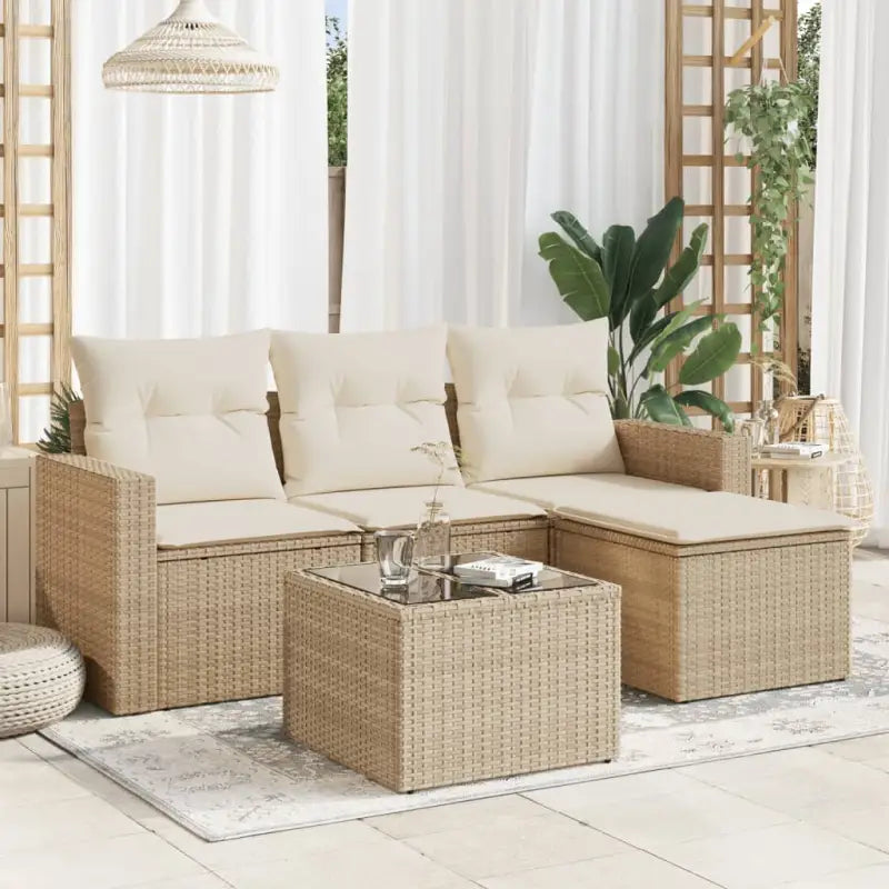 Beige tuinbank van gepoedercoat staal voor terras en achtertuin - Tuinsets
