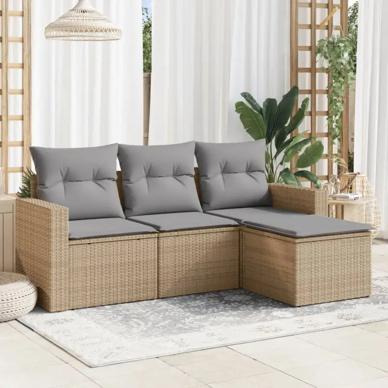 Beige tuinbank van gepoedercoat staal voor terras en achtertuin - Beige en grijs / Zonder tafel - Tuinsets