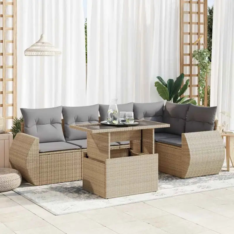Beige tuininformatie met gepoedercoat staal en juiste afmetingen - Beige en grijs / met opbergruimte - Tuinsets