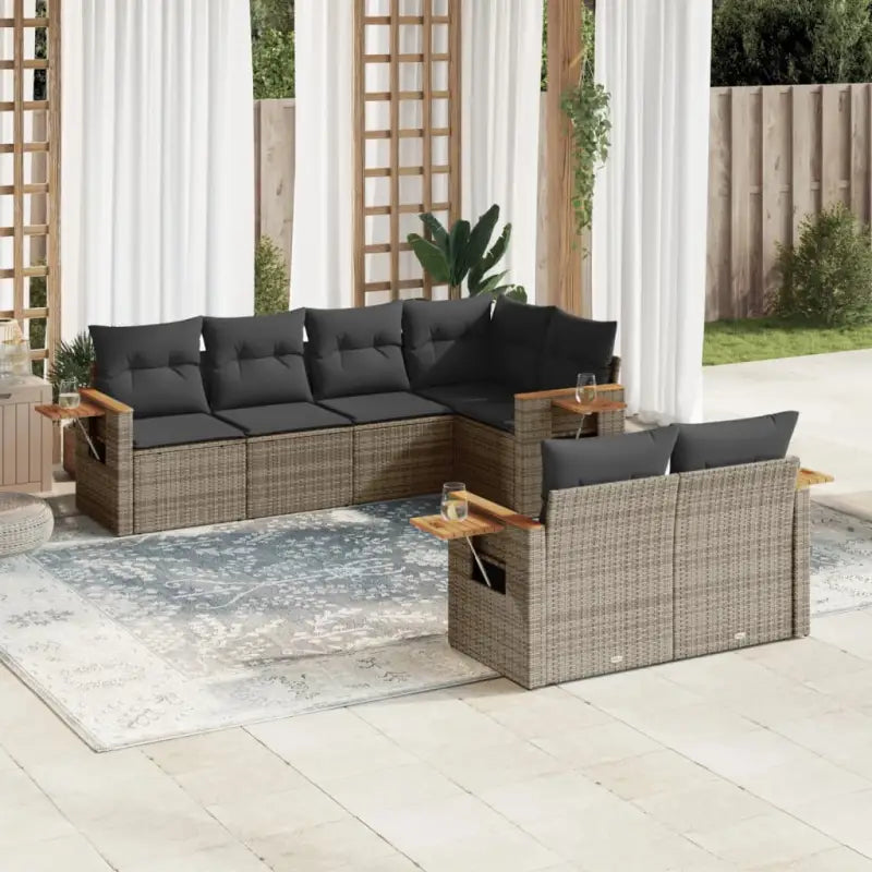 Beige tuinset met gepoedercoat staal en comfortabele afmetingen zitting - Grijs - Tuinsets