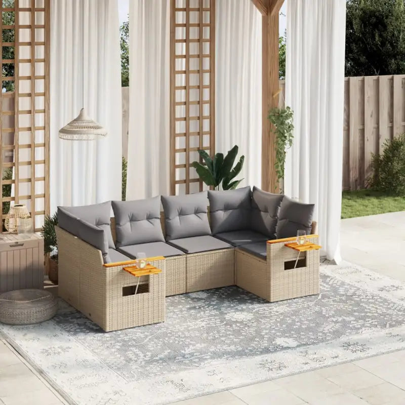 Beige tuinset met gepoedercoat staal en comfortabele afmetingen zitting - Beige en grijs - Tuinsets
