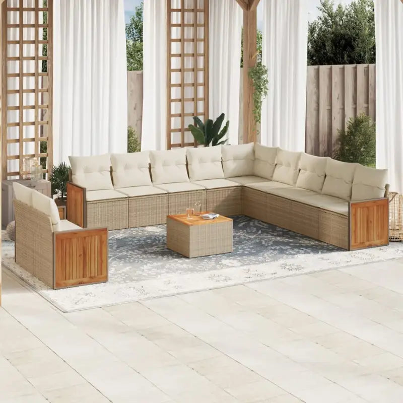 Beige tuinset met gepoedercoat staal en comfortabele zitelementen - beige en crèmekleurig / Met tafel - Tuinsets