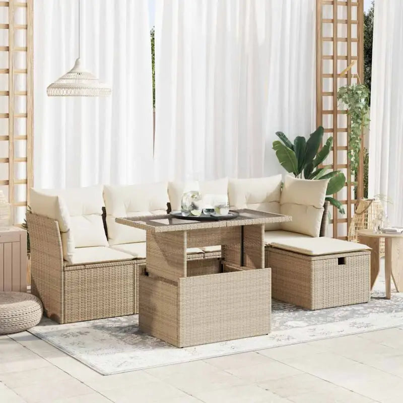 Beige tuinset met gepoedercoat staal en ruime afmetingen - beige en crèmekleurig / met opbergruimte - Tuinsets
