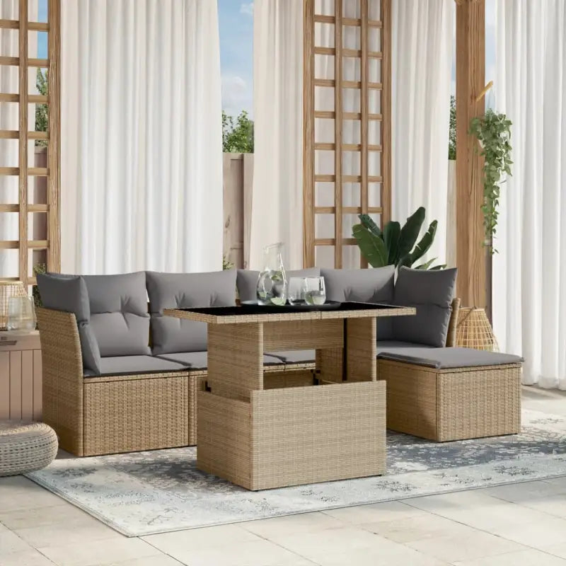 Beige tuinset met gepoedercoat staal en ruime afmetingen - Beige en grijs / zonder opbergruimte - Tuinsets