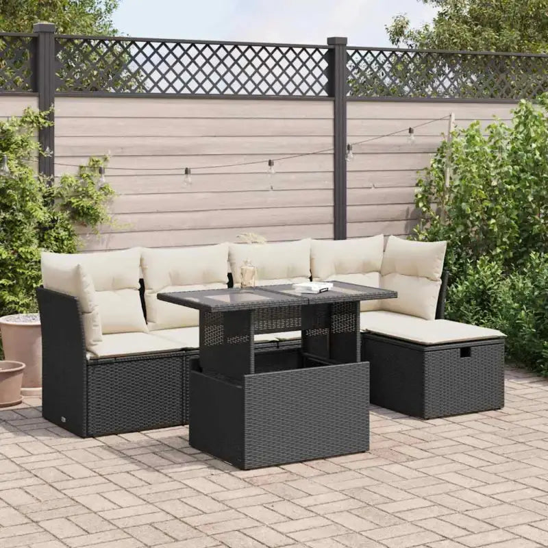 Beige tuinset met gepoedercoat staal en ruime afmetingen - Zwart en crème / met opbergruimte - Tuinsets