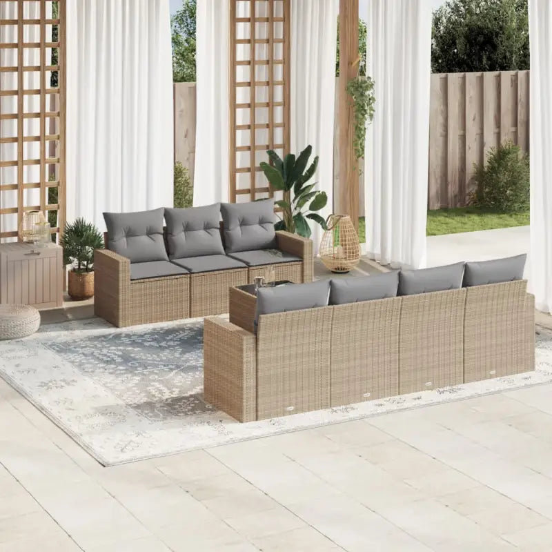 Beige tuinset met gepoedercoat staal voor comfortabel buiten genieten - Beige en grijs - Tuinsets