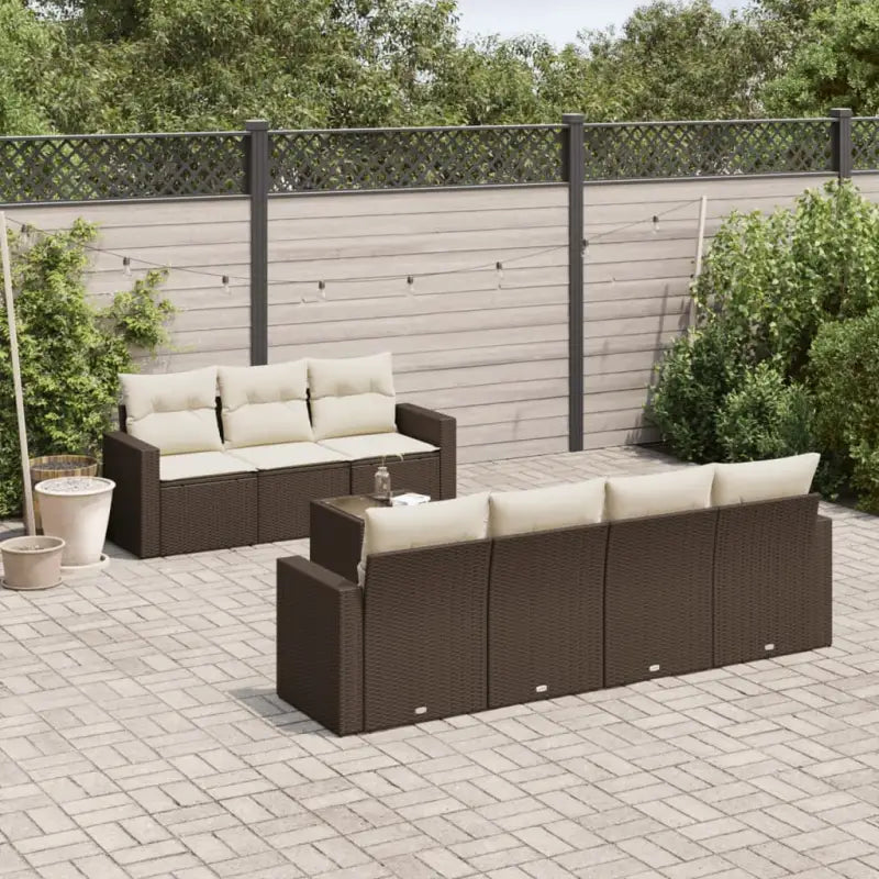 Beige tuinset met gepoedercoat staal voor comfortabel buiten genieten - Bruin en crème - Tuinsets