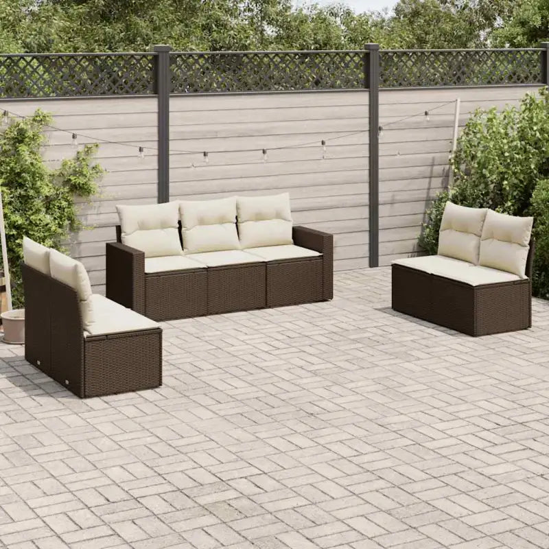 Beige tuinset van gepoedercoat staal met comfortabele afmetingen - Bruin en crème / Zonder tafel - Tuinsets