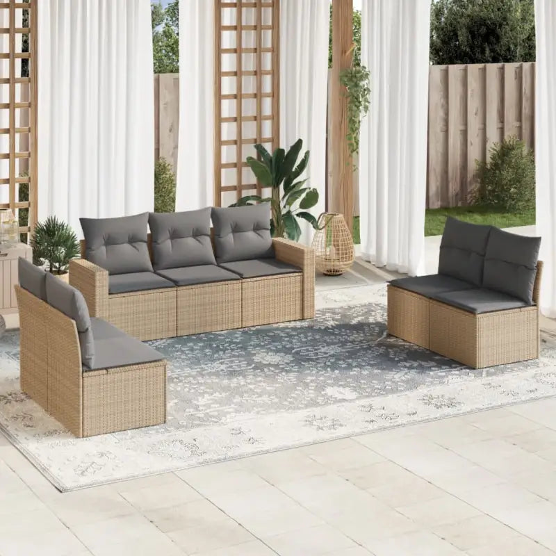 Beige tuinset van gepoedercoat staal met comfortabele afmetingen - Beige en grijs / Zonder tafel - Tuinsets