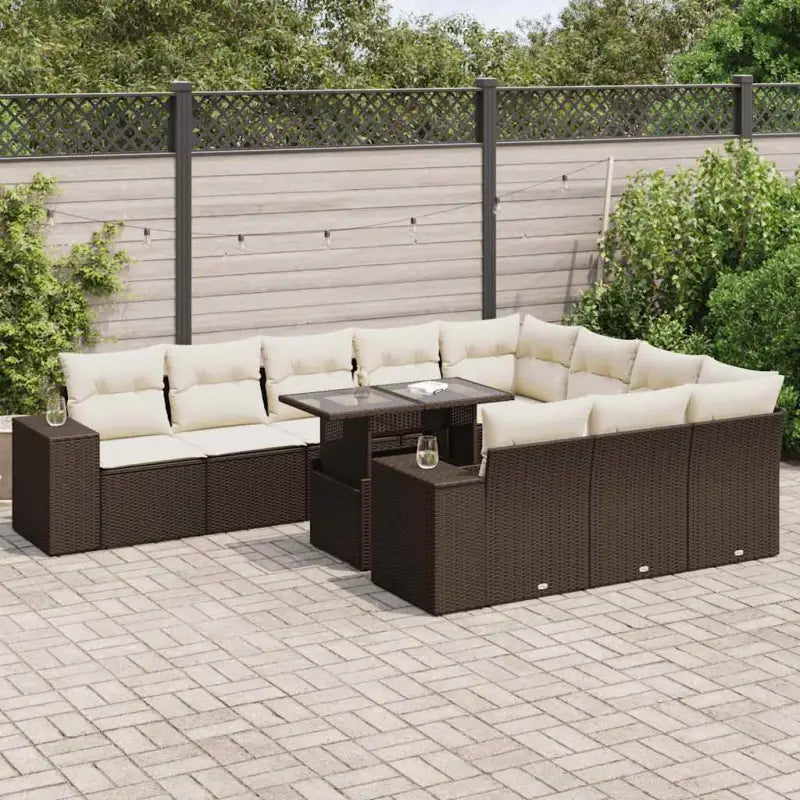 Beige tuinset van gepoedercoat staal met waterdichte tas voor buiten - Bruin en crème - Tuinsets