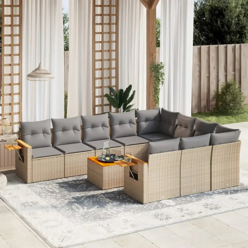 Beige tuinstoelset met gepoedercoat staal en waterdichte tas - Beige en grijs / Met tafel - Tuinsets